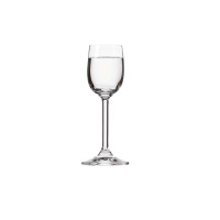Kieliszek do wódki GEMA marki Krosno Glass o pojemności 25 ml. Przezroczyste szkło o klasycznym, smukłym kształcie na wysokiej nóżce, widok z przodu.