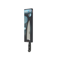 Nóż szefa kuchni Richardson Sheffield Sabatier 20 cm w czarnym opakowaniu. Stalowe ostrze X50 CrMoV 15 z widocznym logo, czarna rękojeść z trzema nitami.