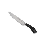 Nóż do plastrowania 20 cm Zwieger Obsidian z czarną, ergonomiczną rękojeścią i stalowym ostrzem. Na głowni widoczne logo marki oraz napis German Steel Blade.
