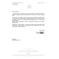 Oficjalne pismo firmy Zakłady Porcelany Stołowej Lubiana z 17.09.2020 dotyczące specyfiki produkcji porcelany kolorowej, w tym efektów szkliwienia