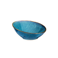 Misa bufetowa Verlo DEEP BLUE o średnicy 25 cm. Ceramiczna salaterka w głębokim, niebieskim odcieniu z nieregularną, nakrapianą teksturą i ciemniejszym rantem.