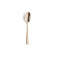 Złota łyżka obiadowa Amefa 1410 Austin o minimalistycznym, eleganckim designie, ukazana w widoku z góry na czystym, białym tle.