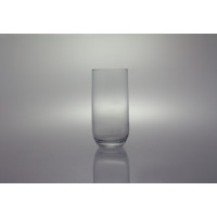 Wysoka szklanka LAV o pojemności 400 ml z serii 0025-W400. Przezroczyste naczynie o prostym, minimalistycznym kształcie z zaokrąglonym dnem, widoczne na wprost.