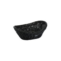 Czarny, owalny kosz do pieczywa marki Saleen o wymiarach 23,5 cm. Wykonany z plecionego tworzywa imitującego wiklinę, z widoczną fakturą splotu i małym logo.