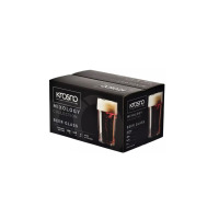 Zestaw 6 szklanek do piwa typu Nonic 500 ml Krosno Mixology w czarnym opakowaniu zbiorczym z nadrukiem nazwy kolekcji, pojemności i informacji o produkcji w
