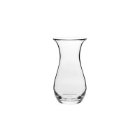 Przezroczysty szklany wazon rozchylany marki Krosno Glass o wysokości 27 cm. Eleganckie naczynie o smukłej szyjce i zaokrąglonym korpusie na stabilnej