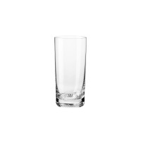 Szklanka wysoka Mixology 350 ml marki Krosno Glass S.A. o przejrzystym szkle z dekoracyjnym, promienistym szlifem na grubym dnie, ujęta na wprost na białym tle.