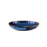 Talerz głęboki 26 cm DEEP BLUE marki Verlo o okrągłym kształcie, wykonany z ceramiki w odcieniach głębokiego granatu z brązowym rantem i subtelną teksturą.