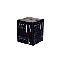 Czarne opakowanie zestawu czterech kieliszków degustacyjnych do whisky Krosno Avant-Garde 110 ml. Na pudełku widoczne logo marki, nazwa kolekcji oraz zdjęcie