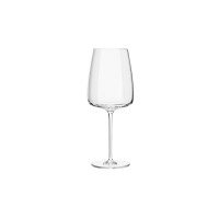 Przezroczysty kieliszek do wina Modern marki Krosno Glass o pojemności 750 ml. Smukła czasza osadzona na wysokiej nóżce, widok z przodu na tle białym.