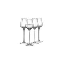 Zestaw czterech eleganckich kieliszków do wódki 55 ml z serii CELEBRATION marki Krosno Glass S.A. Przezroczyste szkło o smukłym kształcie na wysokiej nóżce