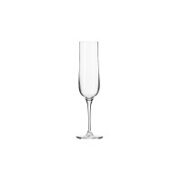 Smukły kieliszek do szampana z kolekcji Shake N°7 French od Krosno Glass. Przezroczyste szkło o pojemności 120 ml na wysokiej, eleganckiej nóżce, widok z