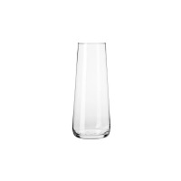 Przezroczysty wazon Pure marki Krosno Glass o wysokości 24 cm. Szklane naczynie o minimalistycznym, lekko zwężającym się ku górze kształcie na białym tle.
