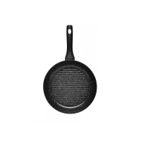 Patelnia grillowa Gerlach Granitex 28 cm z nieprzywierającą powłoką o nakrapianej, granitowej teksturze. Widok z góry na okrągłe dno z charakterystycznymi