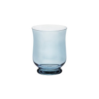 Szklany świecznik Krosno Glass o wysokości 20 cm w odcieniu szaro-niebieskim. Eleganckie naczynie o zaokrąglonym kształcie na stabilnej, wyprofilowanej