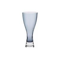 Szklany wazon Krosno Glass o wysokości 40 cm w odcieniu szaro-niebieskim. Smukły, nowoczesny design z rozszerzaną górą i solidną, przezroczystą podstawą.