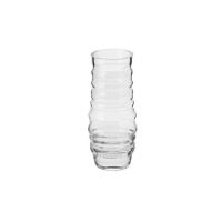 Wazon ryflowany Krosno Glass o wysokości 35 cm. Przezroczyste szkło z dekoracyjnymi, poziomymi żłobieniami tworzącymi falistą strukturę na całej powierzchni.