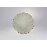 Talerz głęboki 22 cm Roma marki Lubiana o okrągłym kształcie, z subtelnym, beżowo-szarym wzorem przypominającym promieniście rozchodzące się smugi na jasnym