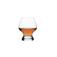 Kieliszek do koniaku Shake N°8 marki Krosno Glass o pojemności 150 ml z bursztynowym trunkiem. Przezroczyste szkło o charakterystycznym, pękatym kształcie na