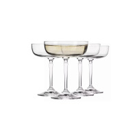 Cztery eleganckie kieliszki do szampana Roma marki Krosno Glass o pojemności 230 ml. Przezroczyste szkło o klasycznym kształcie z szeroką czaszą na smukłej