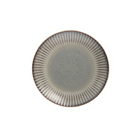 Talerz płytki 27 cm STONEWARE S005T Dessert marki Lubiana. Okrągłe naczynie z kamionki o szaro-beżowym odcieniu, z dekoracyjnym, prążkowanym brzegiem i