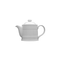 Biały porcelanowy czajnik Lubiana Rafał o pojemności 0,40 l. Klasyczny imbryk z subtelnymi poziomymi żłobieniami, widoczny z profilu na czystym tle.