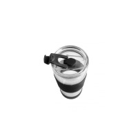 Kubek termiczny szklany ze słomką 600 ml - FUORI Czarny (30374)