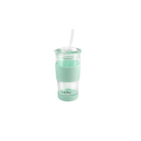 Kubek termiczny szklany ze słomką 600 ml - FUORI Miętowy (30428)