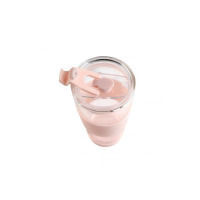 Kubek termiczny szklany ze słomką 600 ml - FUORI Różowy (30411)