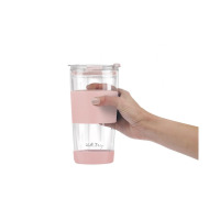 Kubek termiczny szklany ze słomką 600 ml - FUORI Różowy (30411)