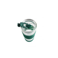 Kubek termiczny szklany ze słomką 600 ml - FUORI Zielony (30398)