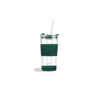 Kubek termiczny szklany ze słomką 600 ml - FUORI Zielony (30398)