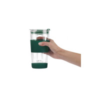 Kubek termiczny szklany ze słomką 600 ml - FUORI Zielony (30398)