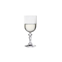 Kieliszek do wina Paris marki Krosno Glass o pojemności 300 ml. Przezroczyste szkło z pionowym żłobieniem, osadzone na ozdobnej, fasetowanej nóżce. Widok z