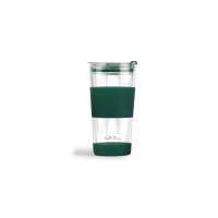 Kubek termiczny szklany ze słomką 600 ml - FUORI Zielony (30398)