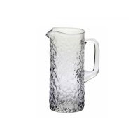 Szklany dzbanek UNIQUE o pojemności 1,25l od Krosno Glass S.A. z charakterystyczną, nieregularną teksturą przypominającą lód, z wygodnym uchwytem i