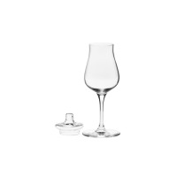 Kieliszek degustacyjny do whisky Krosno Perfect Serve Aroma o pojemności 110 ml z dopasowanym szklanym deklem. Przezroczyste szkło o eleganckim, profilowanym
