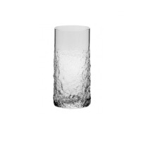 Wysoka szklanka Teroso Unique marki Krosno Glass o pojemności 480 ml. Przezroczyste szkło o surowej, nieregularnej teksturze przypominającej lód na zewnętrznej