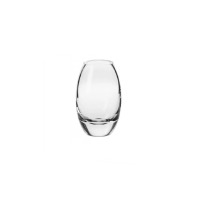 Szklany wazon Krosno Glass o wysokości 17,5 cm z serii Home&Living. Przezroczyste naczynie o obłym, jajowatym kształcie z grubym dnem, widok na wprost.
