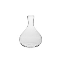 Szklany wazon Krosno Glass o wysokości 36 cm z serii Optyk skręcany. Bezbarwne naczynie o pękatym kształcie i zwężanej szyjce z subtelną, dekoracyjną fakturą