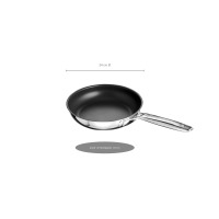 Patelnia Schulte-Ufer ASTRAL 24 cm ze stali nierdzewnej z powłoką nieprzywierającą. Widok z góry na wnętrze, oznaczenia średnicy 24 cm oraz pola grzewczego 18