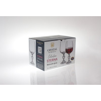 Kieliszki kryształowe do wina Bohemia Sterna 230 ml w opakowaniu zbiorczym. Pudełko z grafiką kieliszków, logo marki i napisem Collection Sterna Red wine glass.