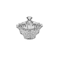 Kryształowa bomboniera Fortune marki Bohemia o średnicy 20,5 cm. Przezroczyste naczynie z ozdobną pokrywką, wyróżniające się eleganckim, geometrycznym szlifem.