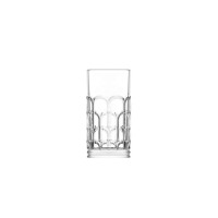 Szklanka wysoka Archie marki LAV o pojemności 390 ml. Przezroczyste szkło z eleganckim, wypukłym wzorem w kształcie łuków na dolnej części i stabilną podstawą.