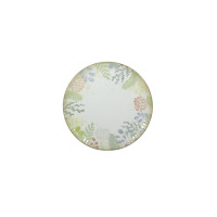 Talerz płytki 20,5 cm 9144 DAISY Watercolor marki Lubiana z delikatnym, akwarelowym motywem roślinnym w pastelowych odcieniach na białym tle, widok z góry.