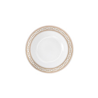 Talerz głęboki z zestawu obiadowego Ćmielów G906 Margaret Mediolan. Biała porcelana z eleganckim, złotym zdobieniem w formie łańcucha na szerokim, klasycznym