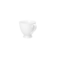 Biała porcelanowa filiżanka na nodze Dalia C001 marki Chodzież o pojemności 250 ml. Naczynie posiada eleganckie pionowe żłobienia i klasyczny, wyprofilowany