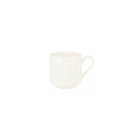 Biała filiżanka sztaplowana Forte marki Verlo o pojemności 230 ml. Klasyczny, minimalistyczny design z wygodnym uchem, widoczny na jednolitym tle.