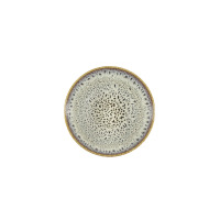 Salaterka 17 cm STONEWARE S009T Meteor Daisy marki Lubiana. Okrągłe naczynie z kamionki o nakrapianym wzorze w odcieniach beżu i brązu, widok z góry.