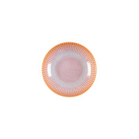 Talerz głęboki 22 cm STONEWARE S011T Blush Daisy marki Lubiana. Naczynie o okrągłym kształcie z żebrowanym brzegiem i różowo-kremowym, nakrapianym wykończeniem.